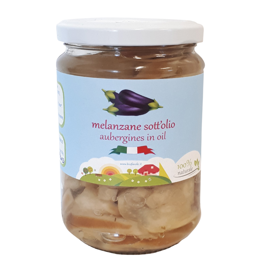 Organic aubergines in oil