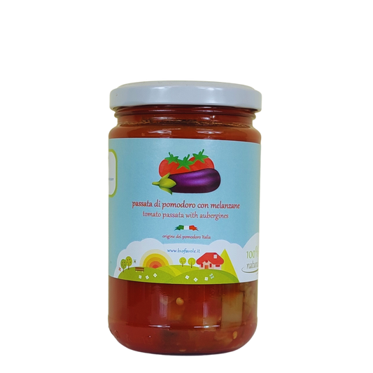 Tomato sauce with organic aubergines 