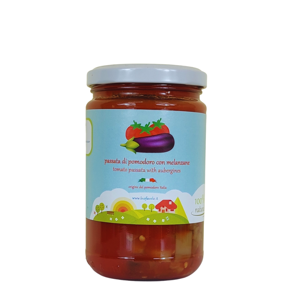 Tomato sauce with organic aubergines 